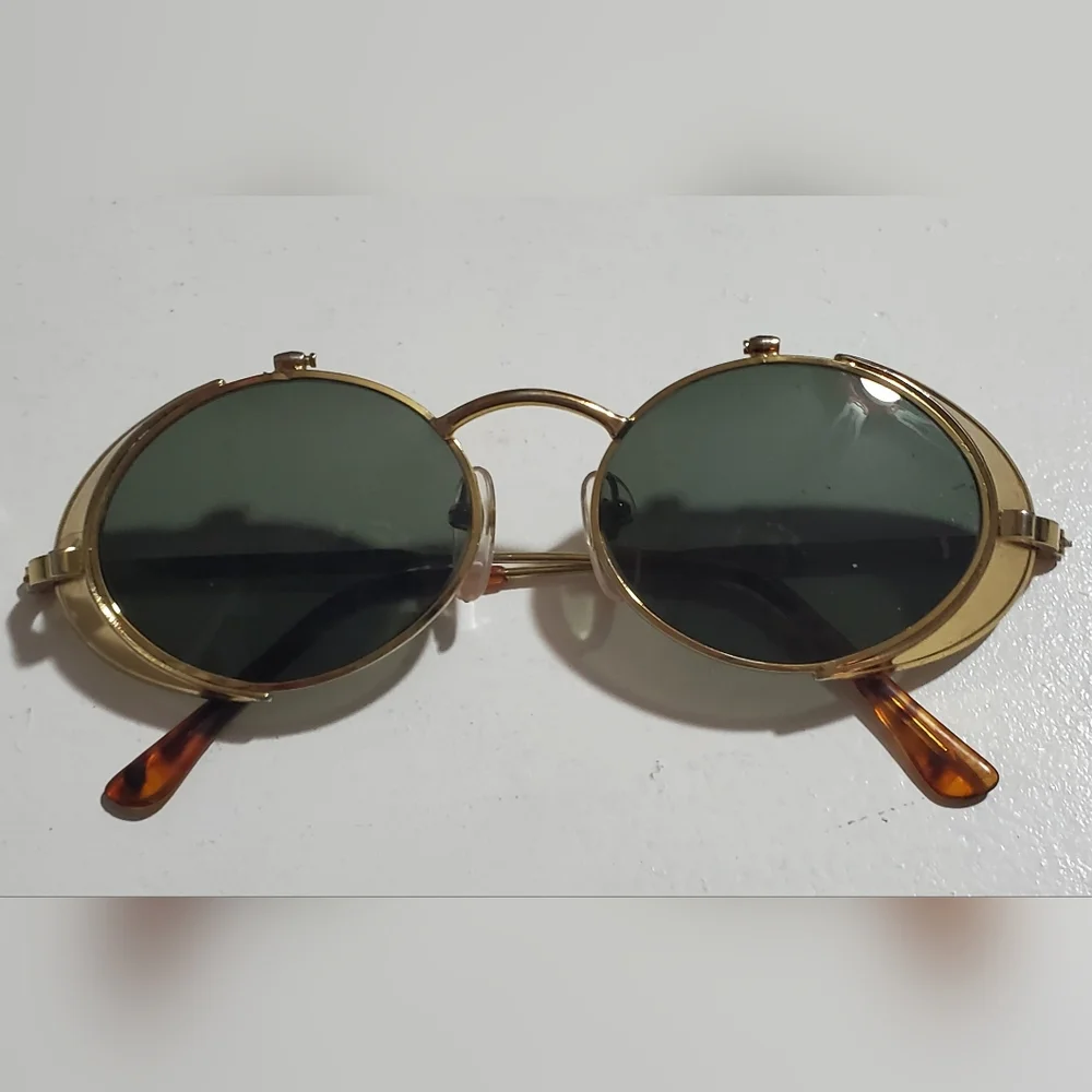 Sun Glasses Steampunk, gold rimmed. Vintage Unisex - Picture 1 of 4